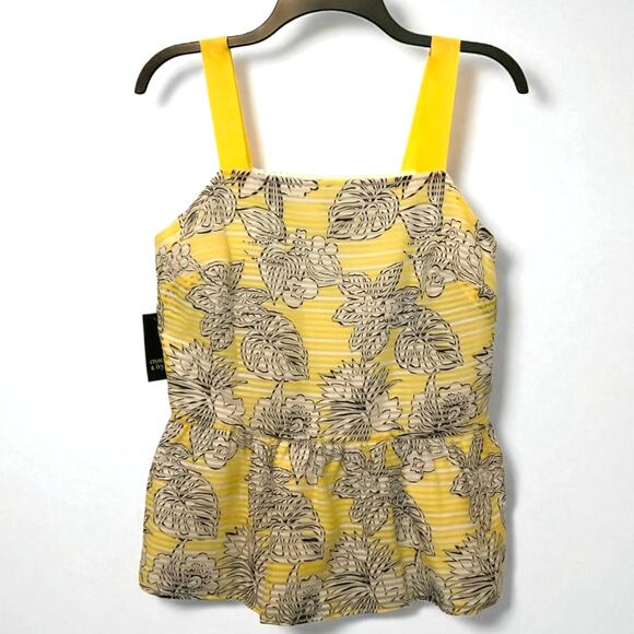 Crown & Ivy Ribbon Tank Top Yellow Leaf Montauk Weekend Small - Picture 1 of 7